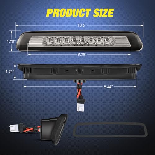 Image of Nilight Third Brake Light Tail High Mount 3rd Stop Lights Smoked Lens Compatible with Toyota 4Runner 2003 2004 2005 2006 2007 2008 2009 Non-Spoiler Version Van SUV Rear Center Cab Lamp