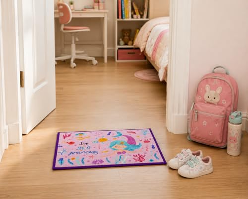 Image of Matz&More Mermaid Kids Floor Mat | 40x60 CM | Purple | Nylon Tufted Gel Baking Anti-Slip | Home School Doormat | Children Play Room Entrance & Child Bedroom