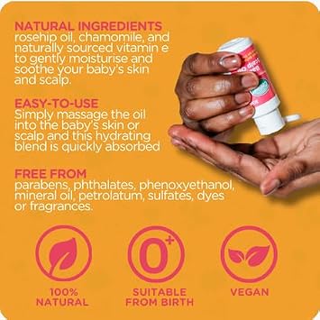 Colief Baby Scalp Oil | Soothing Moisturizing Oil for Babies Scalp and Skin | Preventative of Itchy, Flaky, Dry, Damaged Skin on Infants | With Rosehip Oil, Chamomile and Vitamin E | 1.01 Fl. Oz