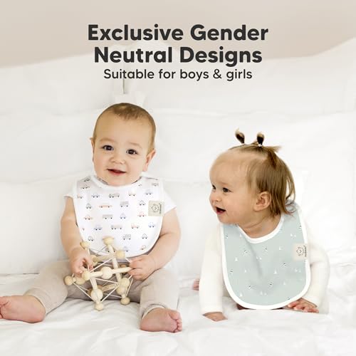 Image of 8-Pack Organic Baby Bibs for Boys, Girls - Soft Cotton Drooling and Teething Bibs for Baby Girl & Boy, Extra Absorbent, Easy To Clean & Put On for Toddler, Newborn, Infant 0-24 Months (Vessels)