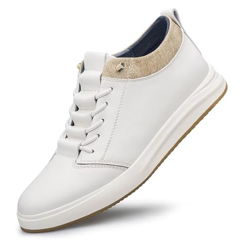 Diburosy 2.4” Men Leather Height Increase Skate Board Shoes