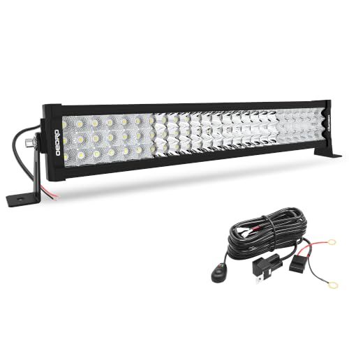 Image of OEDRO 20 Inch LED Light Bar 389W Tri-Row Spot Flood Combo | Work Light with Wiring Harness & Mounting Bracket for Off Road Lights Truck Boat Lighting Fit for Jeep Pickup ATV UTV SUV