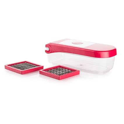 TruVeli Plastic Chipser Slicer I Multipurpose Vegetable and Fruit Chopper I Easy Push to Clean Button I Cutter Slicers Grater with Unbreakable Container & Stainless Steel Blades I Kitchen Tools