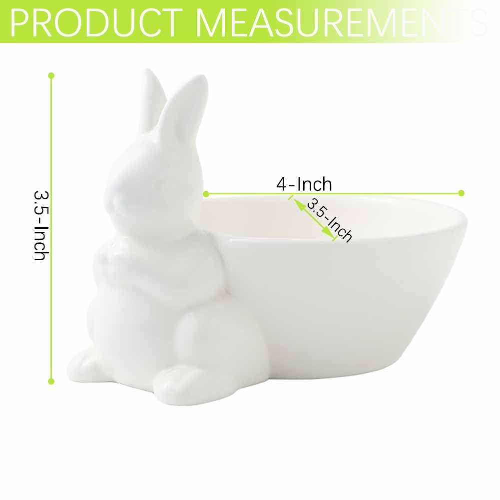 QIAOIDEA Easter White Bunny Candy Dish, Ceramic Easter Candy Bowl Rabbit dish candy bowl, Decorative Bowls for Candy Easter Home Décor Party Table Decoration