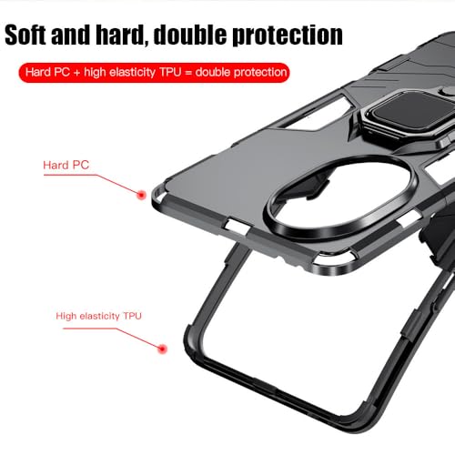 Image of SPAZY CASE Honor 200 Pro 5G Back Cover | Dual Layer Armor Defender Full Body Protective + PC Hybrid Kickstand Back Case for Honor 200 Pro 5G - Panther Black
