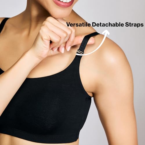 NYKD Women's Cotton Wire Free Casual Bralette T-Shirt Bra Bra, NYB165, Black, XS, 1N