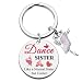 LKBVUG Dance Recital Gifts for Girls Ballerina Gift for Sister Friends Female Teacher Dancer Competition Team Motivational Dance Teacher Sister Gifts Keychain Bag Charms Accessories