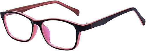 Miniatura 4 de ALWAYSUV Gafas de computadora con luz azul para bloquear el dolor de cabeza UV, lentes transparentes, unisex, para niños, adolescentes, salmón, rosa
