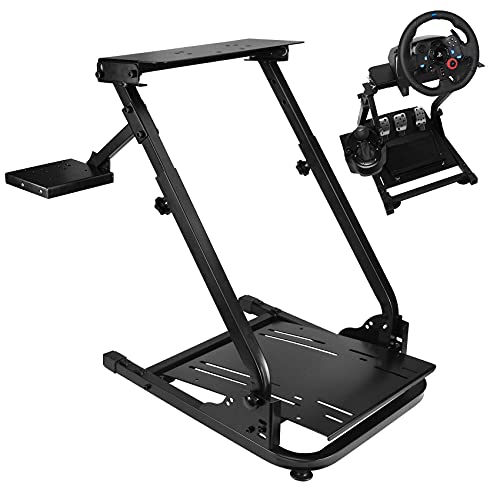 Oswerpon Racing Steering Wheel Stand Match for Logitech G25, G27, G29, G920 Peak and Angle Adjustable Gaming Racing Simulator Wheel Stand With out Pedals and Wheels
