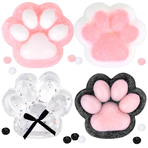 4 Pezzi Taba Squishy Zampa, Giocattolo Antistress Zampe di Gatto per Bambini e Adulti, Cute Fufu Squishy Divertente Animali Giocattoli da Spremere