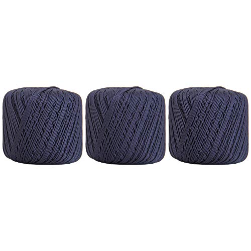 Image of ThreadArt 100% Cotton Crochet Thread Size 3, 3 Ball Pack, Navy 38 | Soft pure cotton crochet thread for lace, doilies, amigurumi and crafts. Smooth finish with crisp stitch definition.