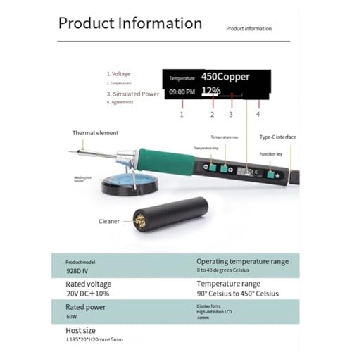 Fer à souder USB 60W Type-C avec mode veille pour soudure électronique - 8