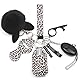 QINER Selbstverteidigung Schlüsselanhänger Set Frauen mit Persönlicher Alarm, Sicherheits Schlüsselanhänger Set mit Sicherheitshammer, Pfeife und Pom Pom, Self Defense Keychain Geschenke für Frauen