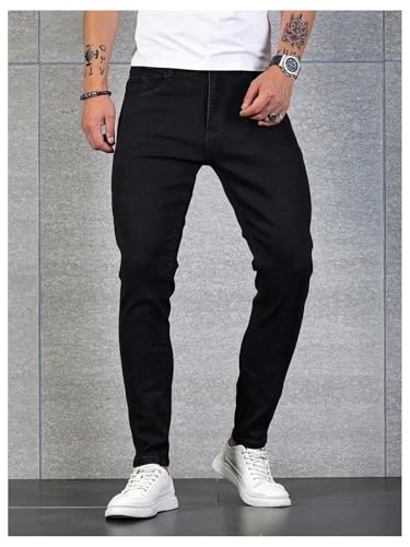 OYOANGLE Men's Skinny Stretch Jeans Casual Solid Denim Pants Slim Fit Long Trousers with Pocket3