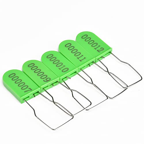 Image of 1000PCS Plastic Padlock Security Seals Metal Wire Padlocks Electric Meter Lockout Tags Self-Locking Numbered Anti Tamper Seal Tags Green