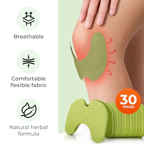 Wellnee Original Herbal Knee Patch - Wellknee Plaster for Knee Support & Muscle Pain - Maximum Strength for a Temporary Relief - Adhesive Heat Patches Made with Natural Herbs for Wellness (30 Pads)