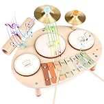 Vanplay Kids Wooden Drum Kit Musical Instruments For Toddlers - 3 Drums, 2 Cymbals, Xylophone & Sticks - Ages 3-5 - Musical Toys For Boys & Girls