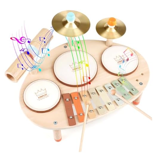 Vanplay Juguetes Niños 3 Años Tambor Infantil 9 IN 1 Juguetes de Madera Instrumentos Musicales Infantiles Regalo Niño 3 4 5 Años