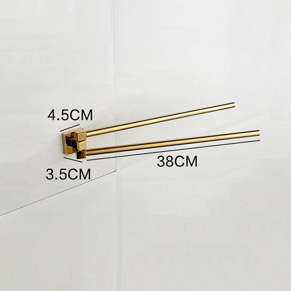Porta Asciugamani A Muro 3 Bracci Oro – Con Cristallo Acrilico Per Bagno
