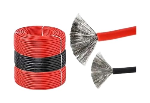 Extensión de cable fotovoltaico, Cable solar fotovoltaico 6AWG 16MM2 140A, trenzado de cobre estañado rojo y negro de 1-100 metros(Red,6AWG 16MM2-10M)