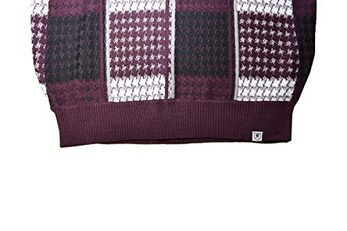 Stacy Adams Men's Sweater, Multi Square Houndstooth Pattern (5Xl, Bordeaux) #TOP3