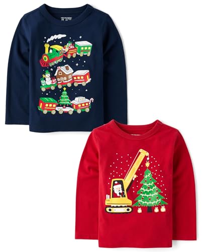 Image of The Children's Place Baby and Toddler All Holidays,Birthdays Long Sleeve Graphic T-Shirts,2 Pack