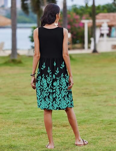Image of Zeagoo Womens Summer Sundress Boho Floral Casual Tank Dresses with Pockets Sleeveless Tiered Swing A Line Beach Dress
