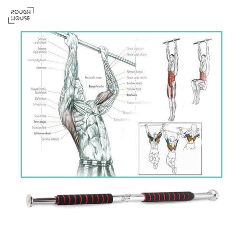 Roughhouse Pull Up Bar for Home Workout, Red Red/Chrome - Image 7