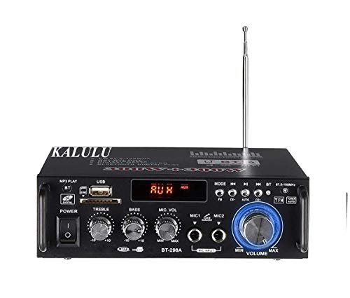 Mini Bluetooth Amplificador Audio, 600W HiFi de 2.0 Canales Audio Stereo Music Reproductor, SD Card/USB Input/ FM Radio, para PC, TV, Amplificador Coche, casa Altavoz, subwoofer BT 12v 220V