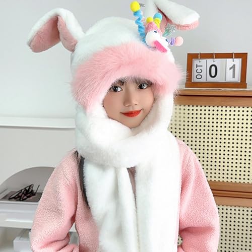 Gorro de invierno con orejas de conejo bufanda con capucha juego 4