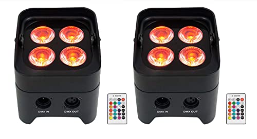 2 Rockville Best PAR 50 Rechargeable Par Can Wash Lights w/Wireless DMX+RGBWA+UV