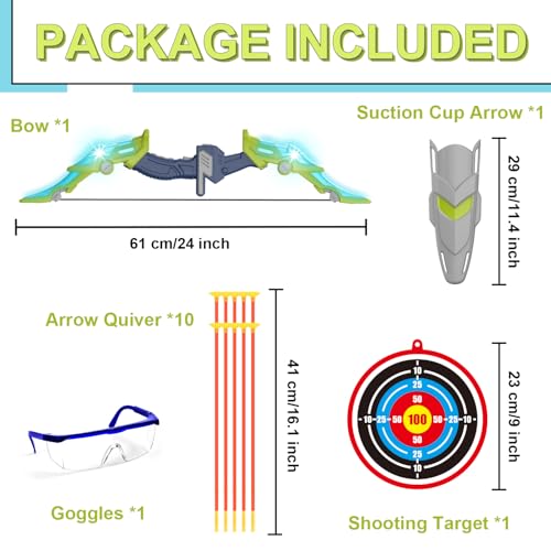 TOPWAYS Bow and Arrow Set Kids, LED Light Up Archery Toy, Indoor and Outdoor Toys Gifts for 3-12 Boy Girls - Image 5