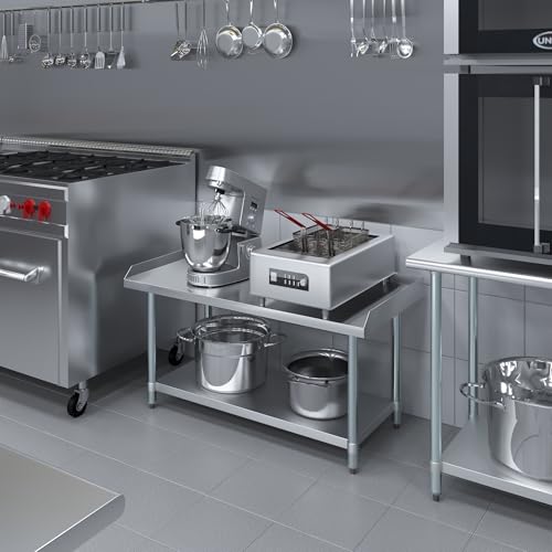 Image of AmGood Stainless Steel Equipment Stand - Heavy Duty, Commercial Grade, with Undershelf, NSF Certified (24 inch Width x 48 inch Length)