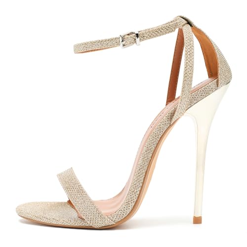 Image of MAIERNISI JESSI Unisex Men's Women's Stiletto Sandals with Ankle Strap, Open Toe High Heel, 5.1 Inch Heel