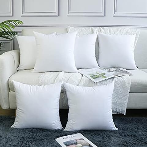 Coddsmz 6 Pack Decorative 100% Cotton Pillow Covers Square Cushion Cover Solid DIY Throw Pillowcase for Home Bed Sofa Halloween Christmas,Pure White,6 Pack-18" x 18"/45x45cm Cover
