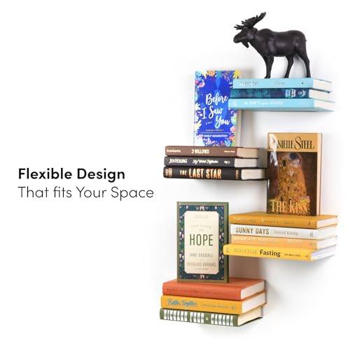 Image of Floating Invisible Bookshelf Wall Mounted (Set of 4) - Aluminum - Turn Books into Floating Shelves (Pack of 2)