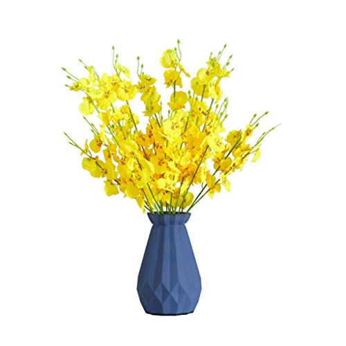 MRKU Ramo de Flores Artificiales, orquídea danzante, Flores Artificiales con jarrón de Cristal, decoración para Bodas, hogar, Tela de Seda, Flores Falsas, Festivales navideños, Flores de imitación.