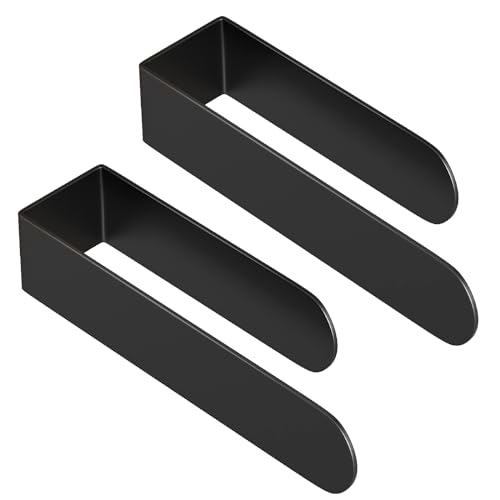 Image of HUFEEOH 2 Pack Adhesive Hand Towel Holder, Sticky Towel Bar Towel Holder Wall Mounted, Stainless Steel Kitchen Towel Holder Hand Towel Rack for Bahtroom Hotel RV Kitchen (Black)