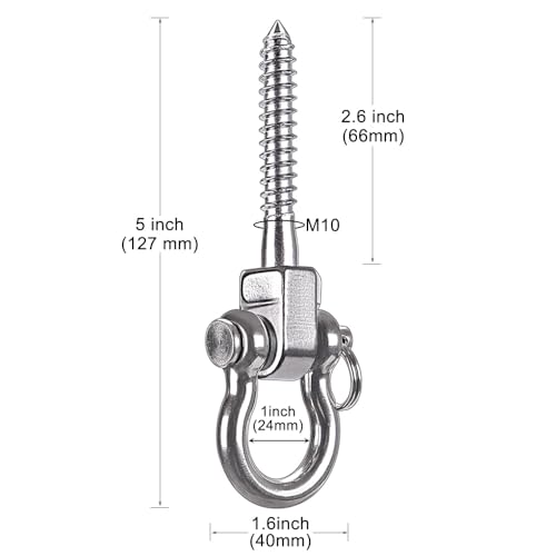 BeneLabel Swing Hangers - Set of 4 Stainless Steel Screw Brackets for Hanging Chairs, Hammocks, Punching Bags - 1800LB Capacity - Indoor & Outdoor Use