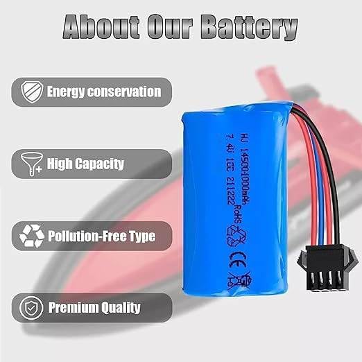 Image of 7.4V Lipo Battery 1200mah SM-4 PIN Plug Universal Compatible RC Car,Plane,Tank,Boat,JCB,Robbot,Shotting Bubble Gun and All Remote Control Toys