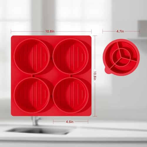 Molde para Hamburguesas 4 en 1 de Silicona Rojo miniatura 2