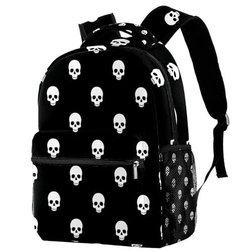 Sac à dos d'école crânes multicolore pour ados et filles 29x20x40cm