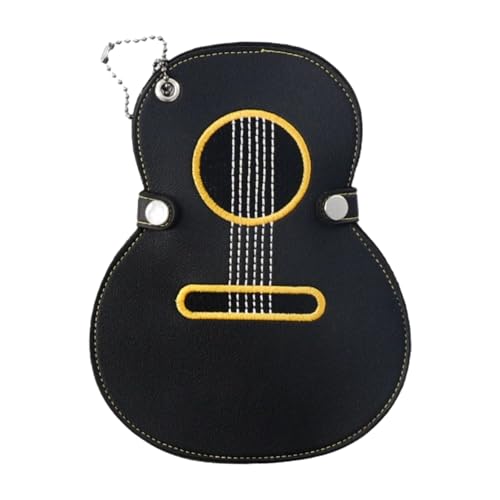 Guitar Pick Storage Sleeve With Embroidery PU Leather Plectrum Storage Container For Musicians And Instrument Collectors