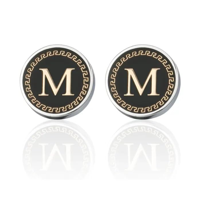 meenaz Cufflinks for Men Boys Cuff links Formal Stainless Steel Cufflink For Men Alphabet Letters M Birthday Gift Anniversary Husband Cuff Links Cufflinks Set Mens Boys Man Boy Valentine Gifts -12-picture-19