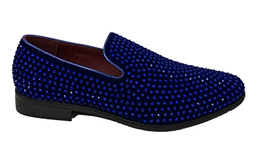 G4U-Alberto Fellini Men's Dress Shoes Rhinestone Loafers Stage Tuxedo Fashion Glitter, 11 Royal Blue2