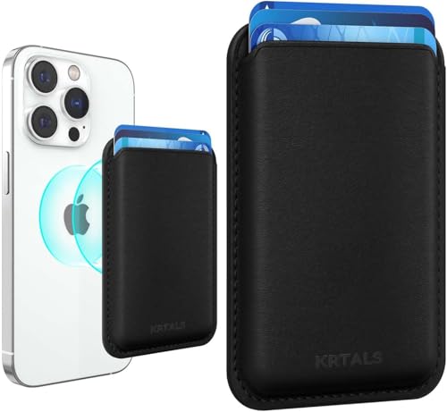 KRTALS Stronger Magnetic RFID Leather Mag-Safe Card Holder for iPhone 16 Series, Mag-Safe...