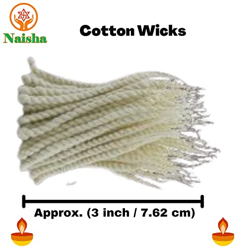 Naisha Handmade Twisted Cotton Wicks (500 Pc) Long Bati for Oil Lamp Diya Jyot Batti Light in Temple/Oil Lamps/Diwali/Festivals