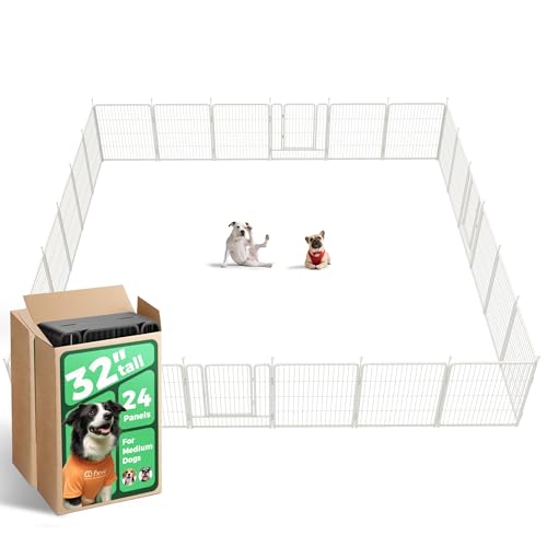 Image of FXW Rollick Unleashed Dog Playpen for Indoor, Yard, RV Camping, 32 inch 24 Panels for Small and Medium Dogs, White│Patented