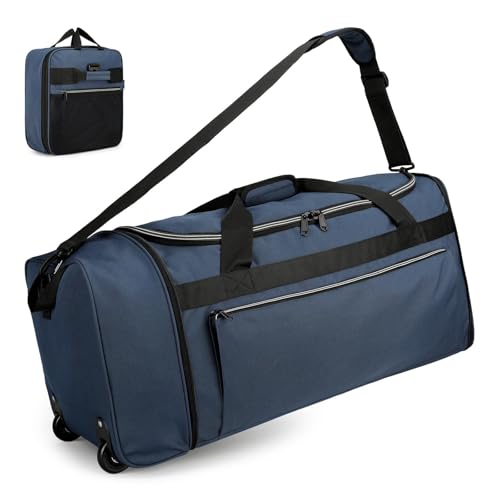 Uarition 80L Foldable Rolling Duffle Bag with Wheels, 28” Large Duffle Bag for Travel, Carry On...