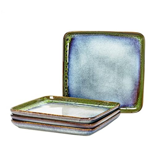Platos HENXFEN LEAD para ensalada y más, porcelana exquisita degradado verde Cover